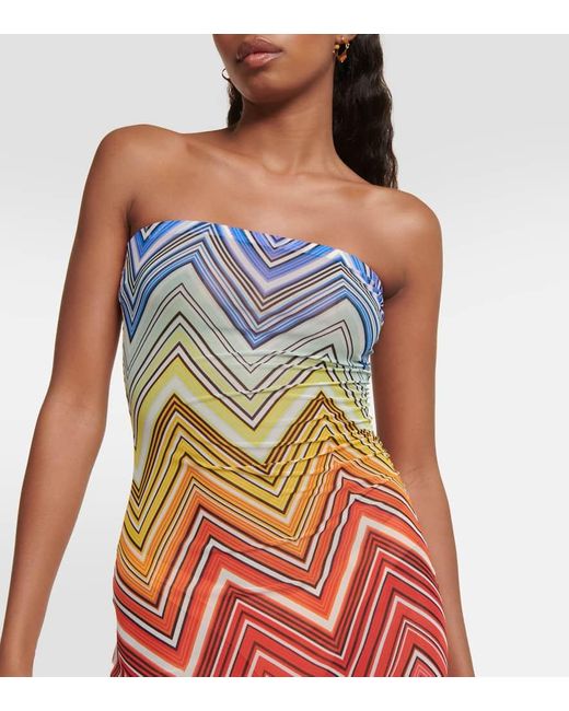 Missoni Multicolor Zig Zag Strapless Beach Dress
