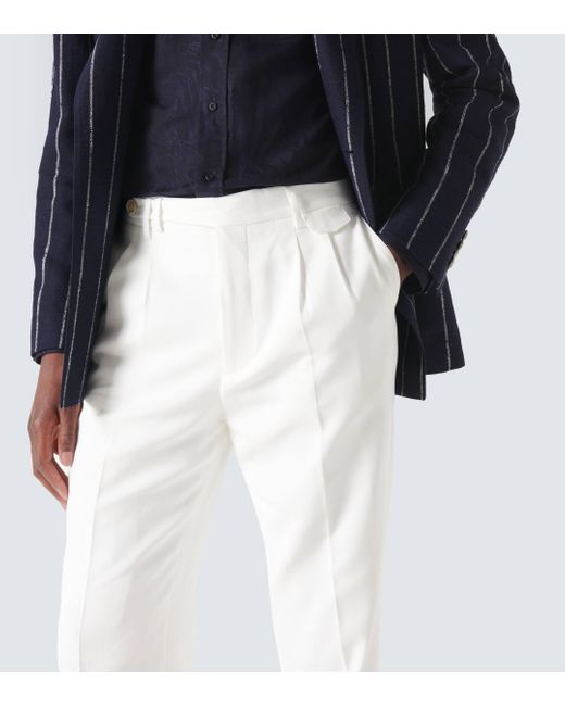 Brunello Cucinelli White Cotton Straight Pants for men