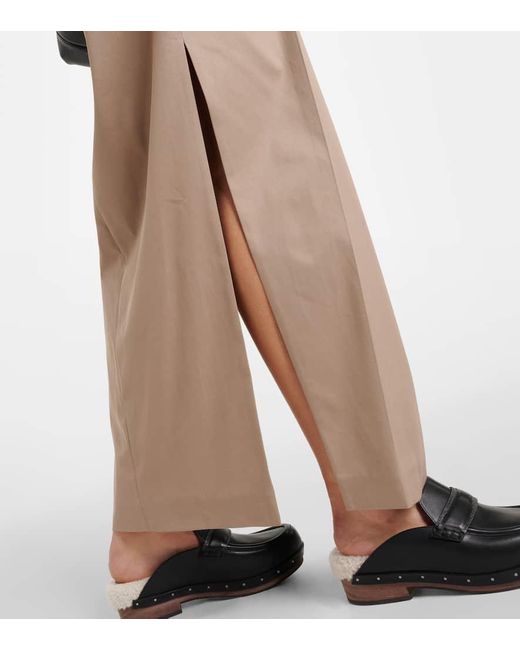 Falda larga de mezcla de algodon de tiro bajo Brunello Cucinelli de color Brown