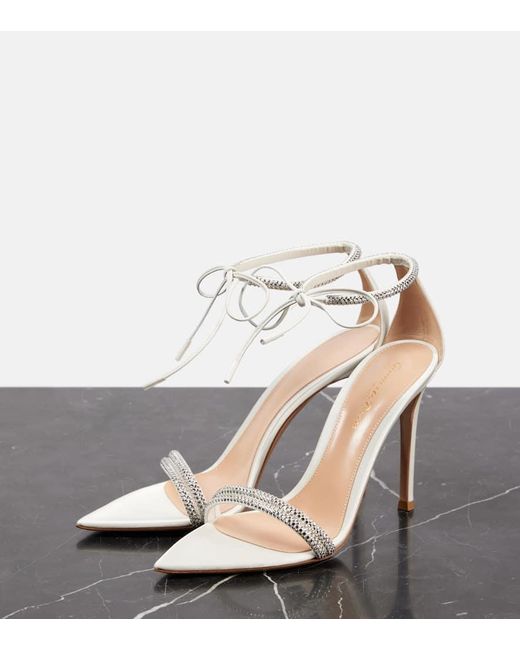 Gianvito Rossi White Bridal Montecarlo 105 Embellished Sandals
