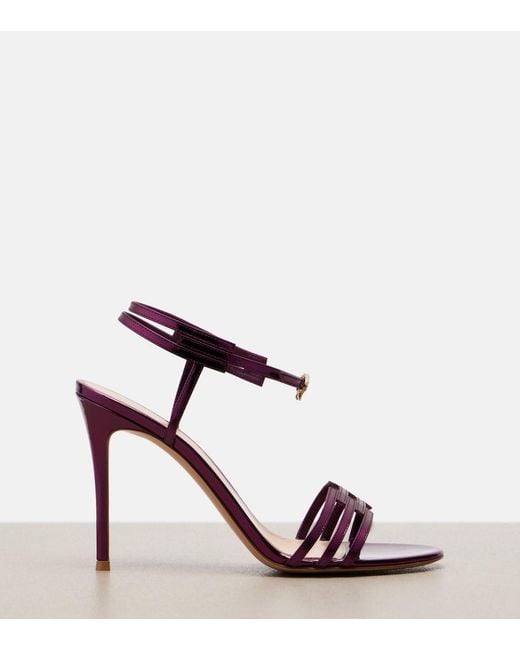 Gianvito Rossi Pink Metallic Leather Sandals