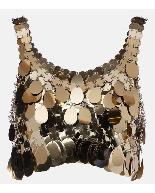 Rabanne Brown Sequined Crop Top