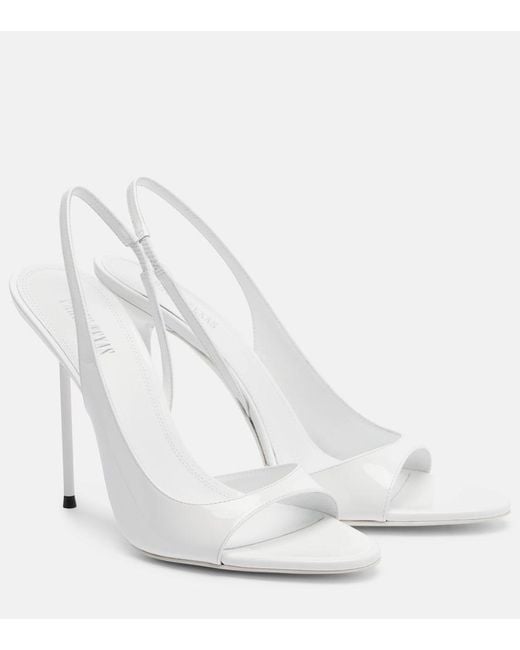 Paris Texas White Lidia Patent Leather Slingback Sandals