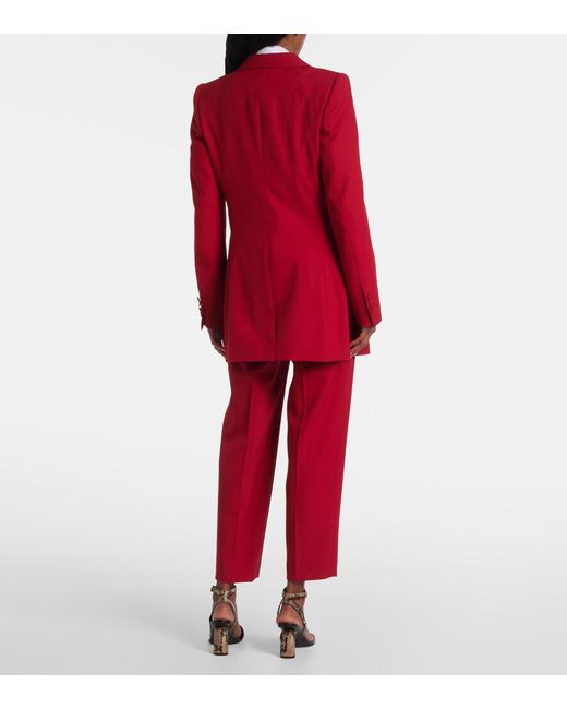 Dries Van Noten Red Double-Breasted Wool Blazer