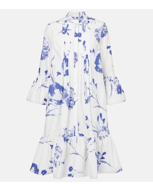 Erdem Blue Floral Cotton Minidress
