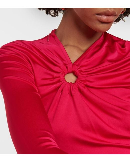 Victoria Beckham Pink Gathered Jersey Top