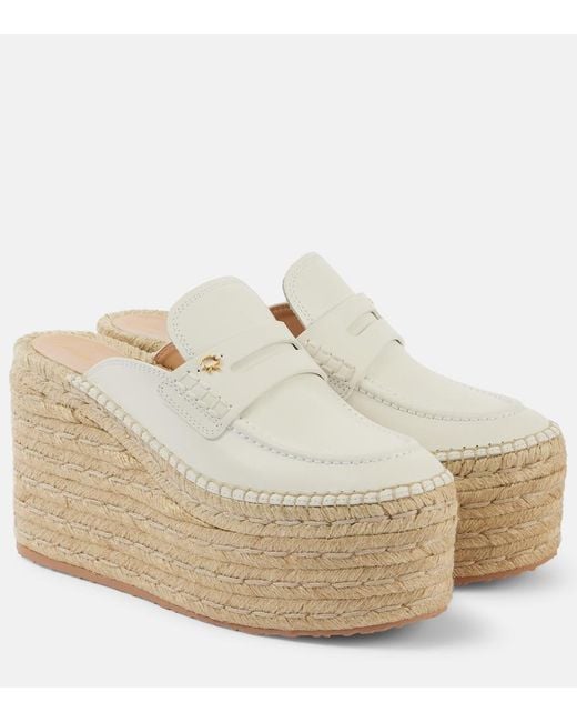 Gianvito Rossi White Leather Espadrille Wedges