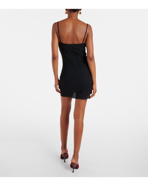 Magda Butrym Black Ruffled Sheer Minidress