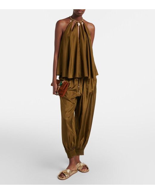 Jimmy Choo Natural Rafi Embellished Metallic Leather Sandals