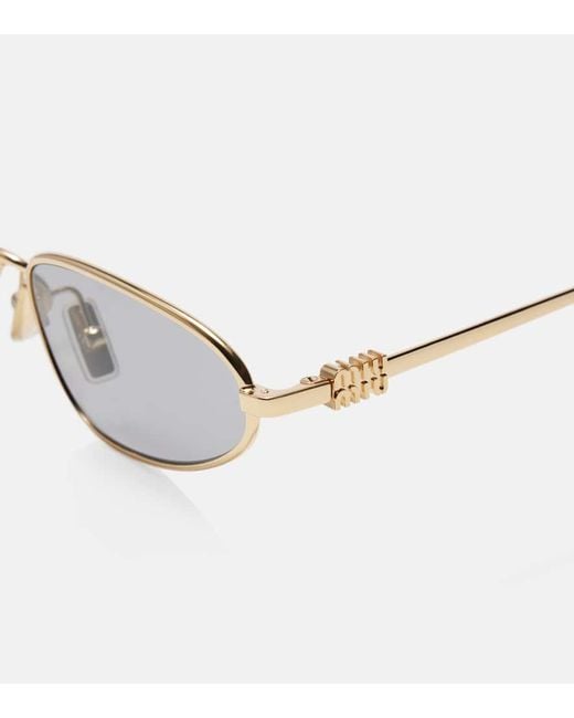Miu Miu Metallic Logo Oval Sunglasses