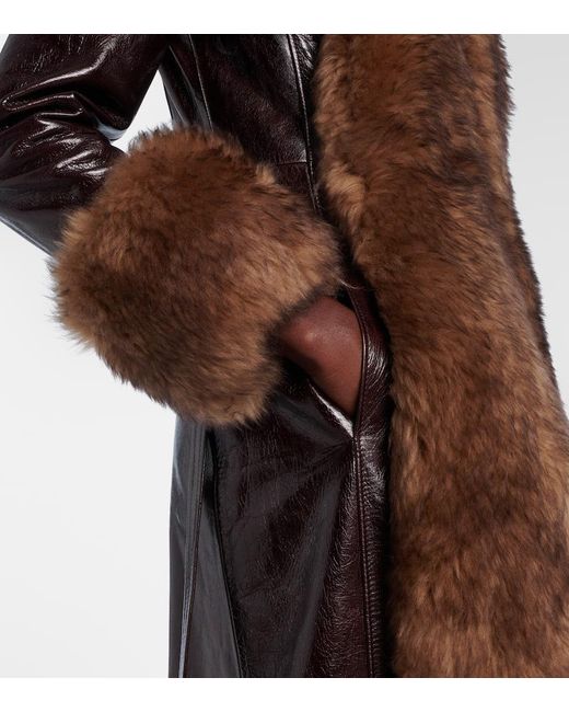 Manteau En Cuir Et Shearling Chloé en coloris Brown