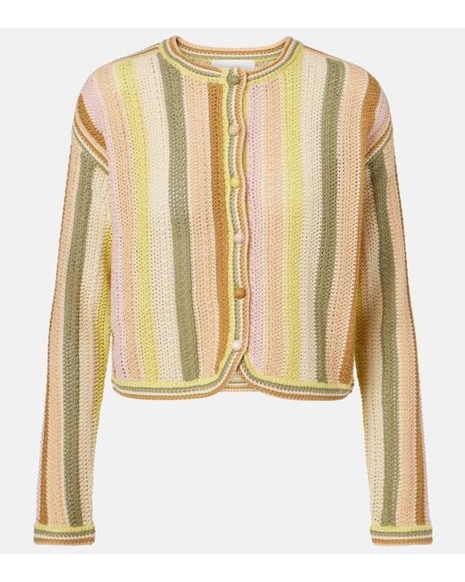 Zimmermann Metallic Indra Striped Crochet Cotton Cardigan