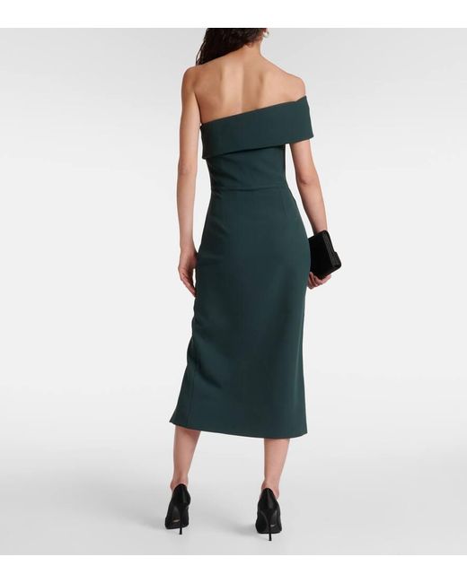 Vestido Midi Asimetrico Opal De Crepe Safiyaa de color Green