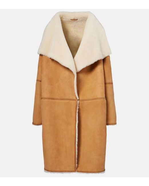 Totême  Natural Shearling-Trimmed Suede Coat