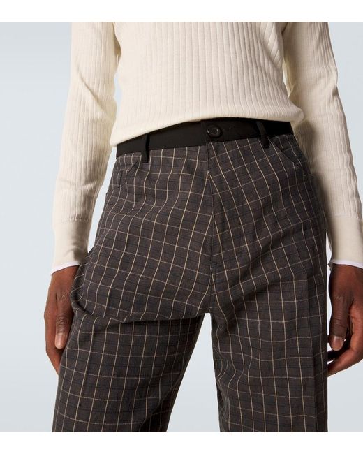 Wales Bonner Brown Country Checked Linen-Blend Straight Pants for men