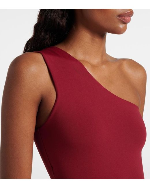 Taller Marmo Red One-Shoulder Swimsuit And Beach Cover-Up Set