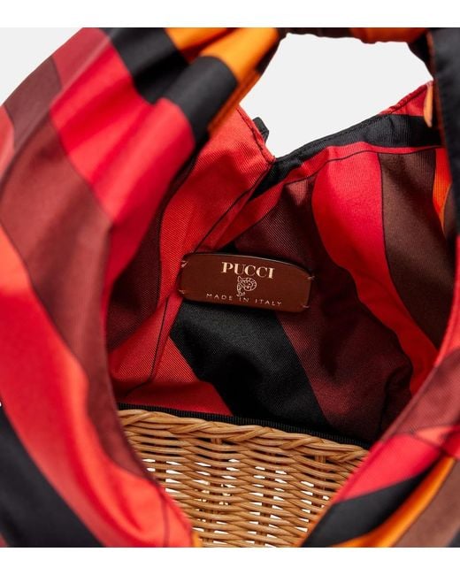 Emilio Pucci Red Picnic Iride Silk Top-Handle Bag