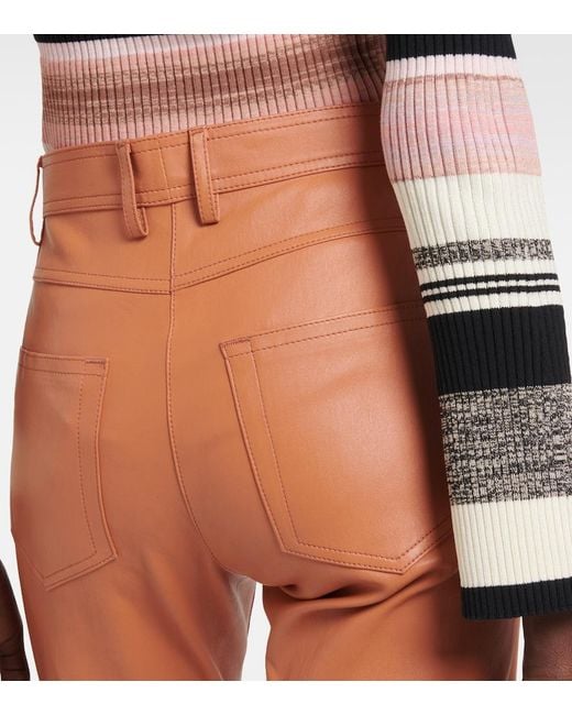 Joseph Orange High-Rise Leather Pants
