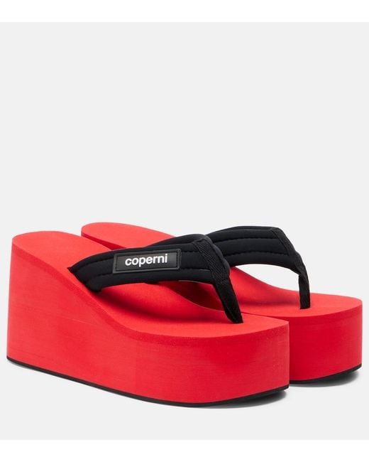 Coperni Red Logo Platform Thong Sandals