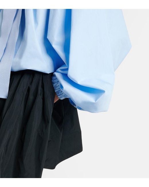 Patou Blue Tie-Neck Cotton Blouse