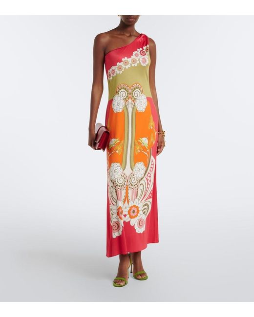 LaDoubleJ Orange Clingy Roy Printed Maxi Dress
