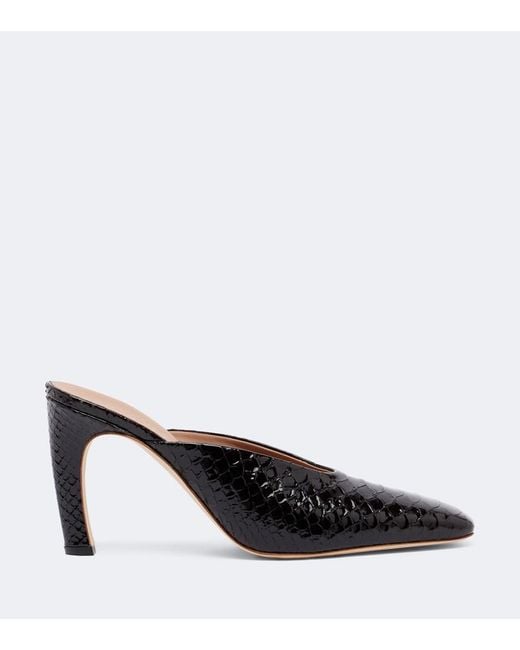 Malone Souliers Brown Rowe Croc-Effect Patent Leather Mules