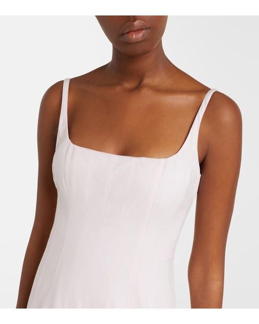 Jacquemus Pink Agave Pleated Cotton Poplin Midi Dress