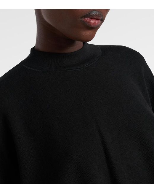 Alaïa Black Cropped Cotton-Blend T-Shirt
