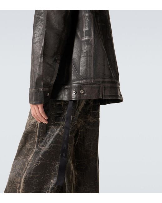Rick Owens Black Coated Denim Jacket for men