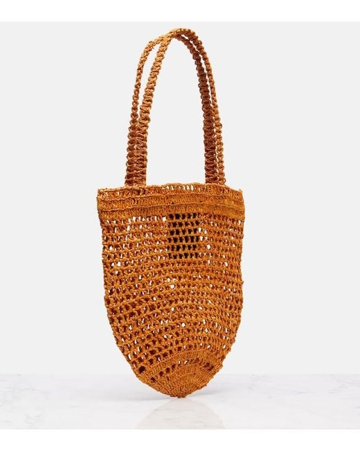 Chloé Orange Tote Summer Banana Small Aus Raffiabast