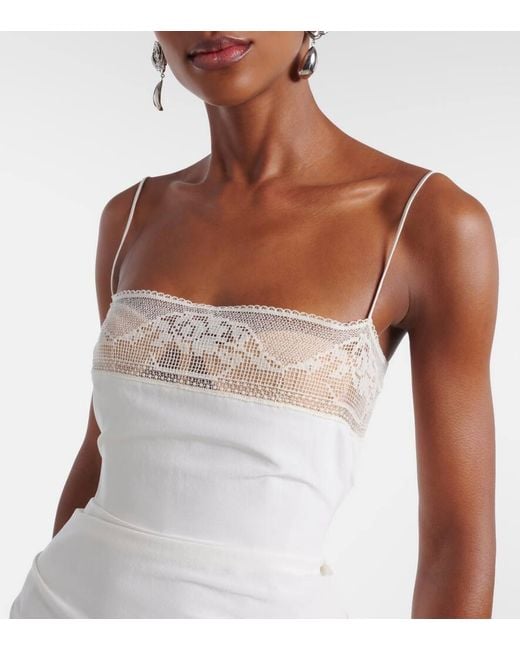 Magda Butrym White Lace-Trimmed Silk Corset Dress