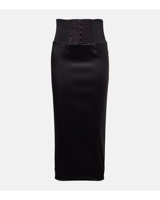Dolce & Gabbana Black Midirock Aus Satin