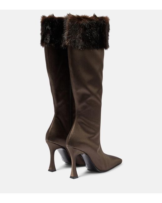 Magda Butrym Brown Faux Satin Knee-High Boots