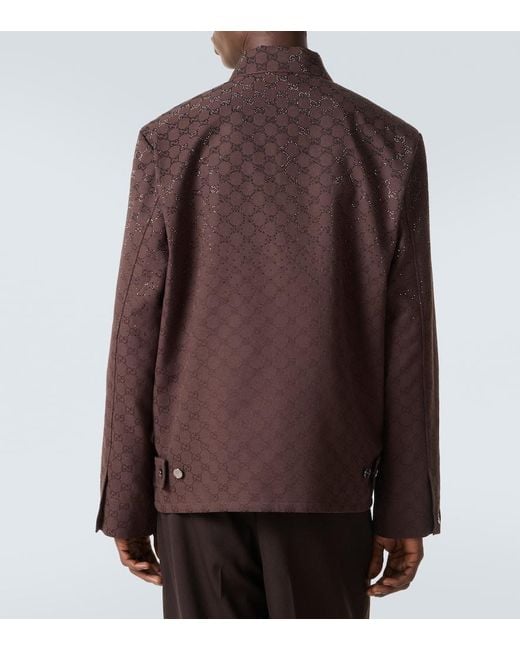 Veste Gg En Coton Melange A Ornements Gucci pour homme en coloris Brown