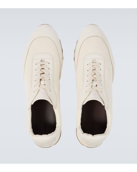 The Row White Owen Leather-Trimmed Sneakers for men