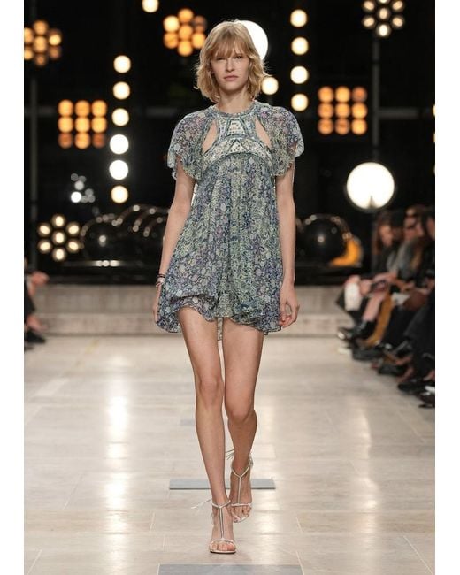 Isabel Marant Blue Odile Printed Silk Minidress