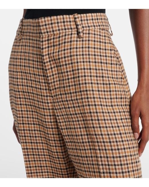 Polo Ralph Lauren Brown Checked Linen Straight Pants