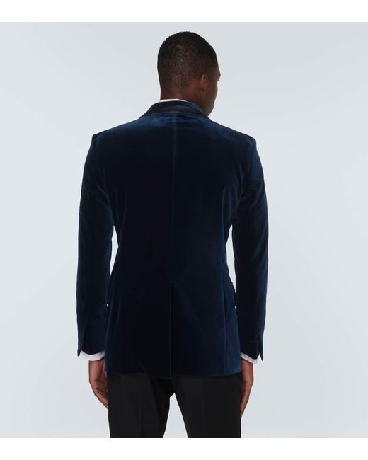 Tom Ford Smokingjacke Atticus Aus Baumwollsamt in Blue für Herren