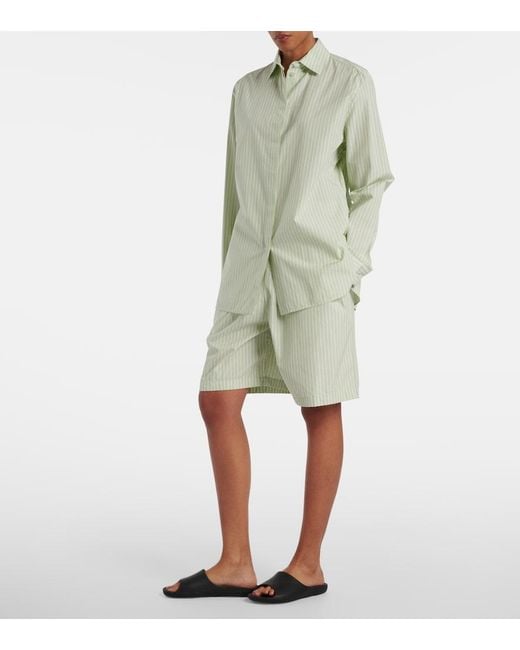 The Row Multicolor Zinnia Striped Cotton Poplin Bermuda Shorts