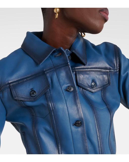 Acne Blue Leather Jacket