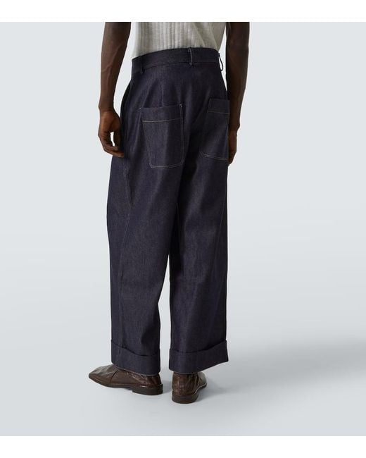Jean Ample Roll Cuff A Taille Haute King & Tuckfield pour homme en coloris Blue