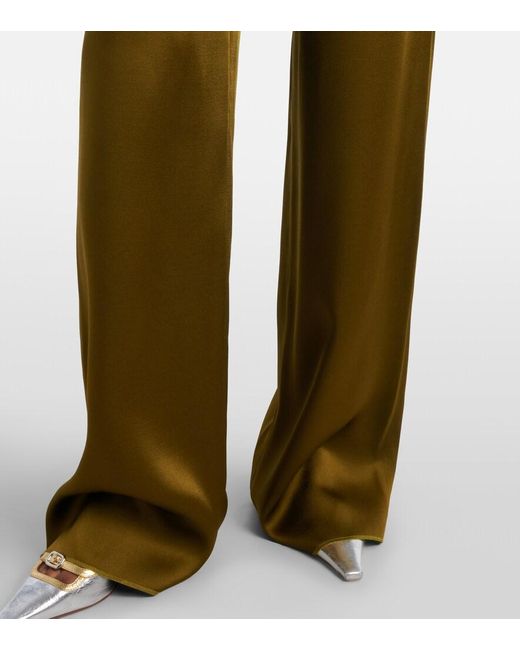 Max Mara Green Cono Satin Wide-Leg Pants