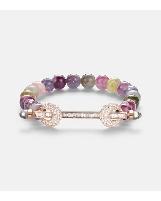 ANANYA Pink Chakra 18Kt Rose Beaded Bracelet With Gemstones