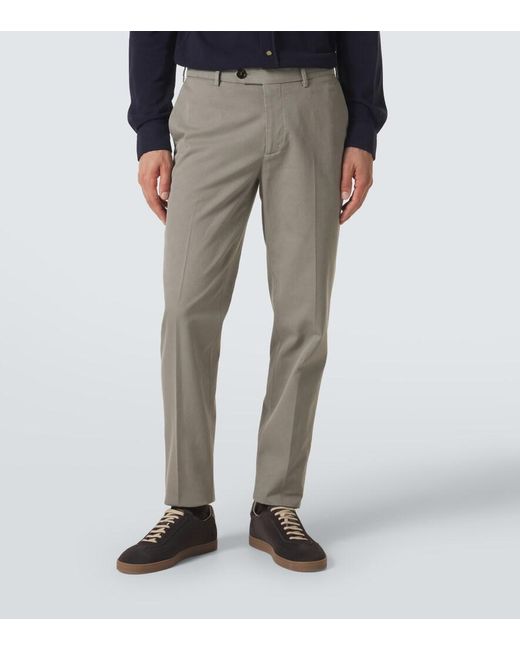 Brunello Cucinelli Gray Cotton Slim Pants for men