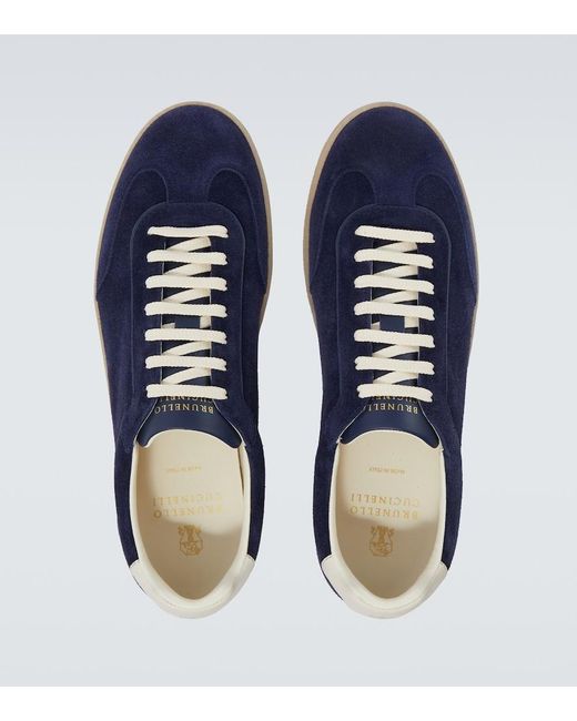 Brunello Cucinelli Blue Suede Sneakers for men