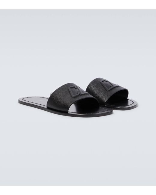 Christian Louboutin Black Variscool Leather Slippers for men