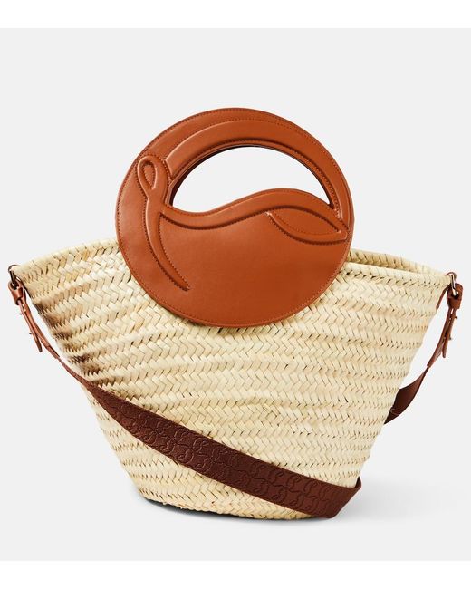 Christian Louboutin Brown Biloumoon Straw And Leather Basket Bag