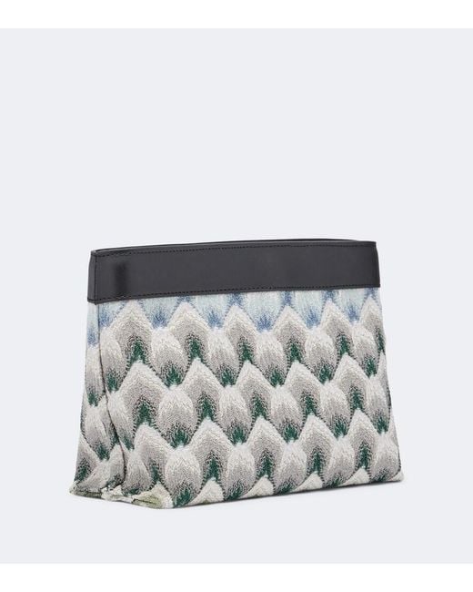 Missoni Gray Mini Leather-Trimmed Lame Pouch