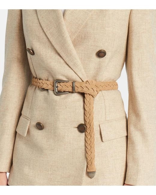 Brunello Cucinelli Natural Braided Suede Belt