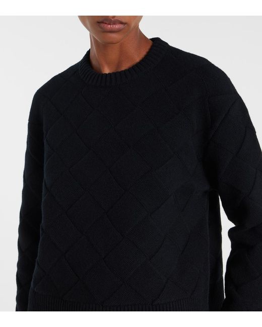 Bottega Veneta Black Intreccio Wool-Blend Sweater
